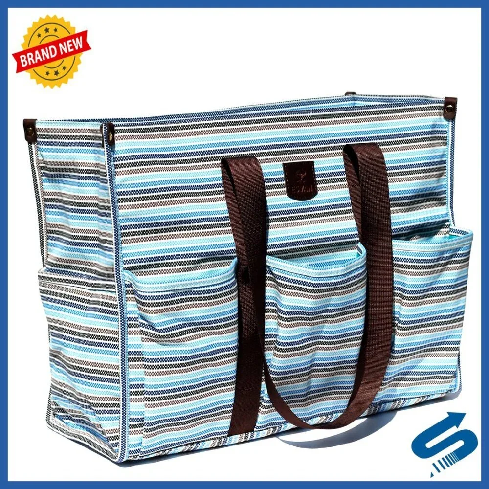 Waterproof Utility Tote Bag with Zip Top Large Capacity Travel Beach Work